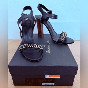 Massimo Dutti Black Sandals w/ Wood Heel